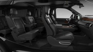 Castle Rock Limo Services 5 Interior of a car with elegant all-black leather seats.