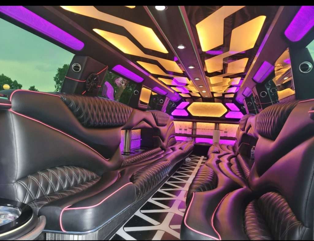 Castle Rock Limo Services 7 Escalade stretch limo interior with LED ceiling